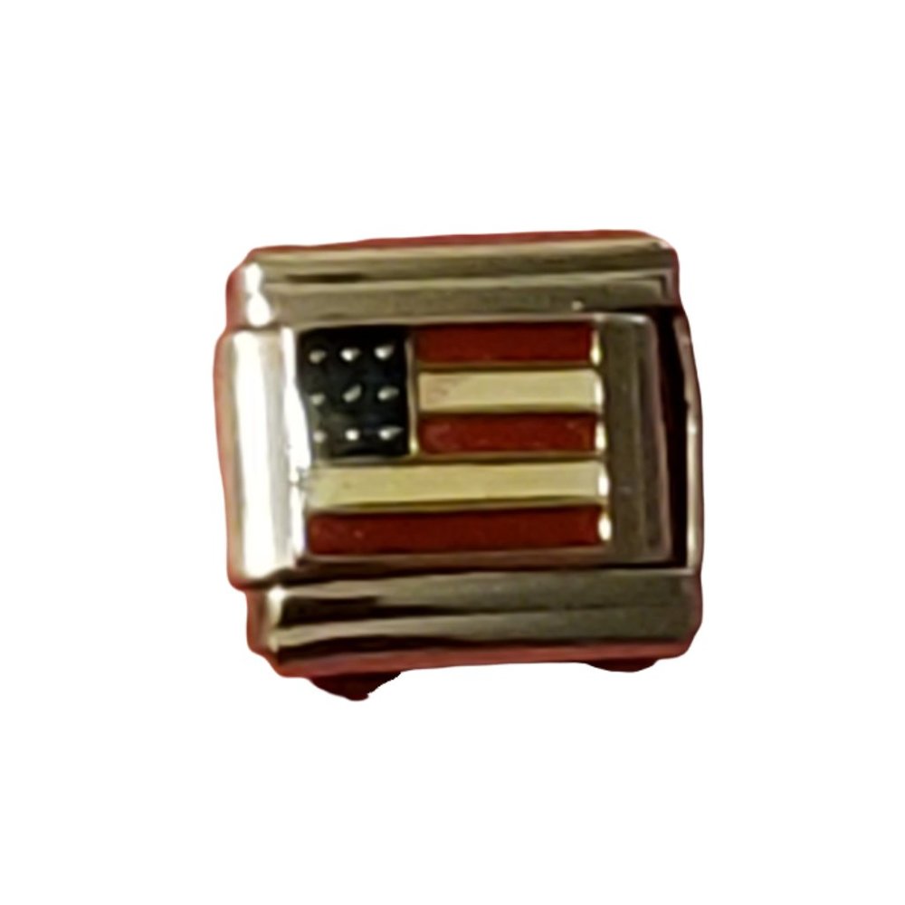 American Flag 9mm Italian Charm Bracelet link, Unisex